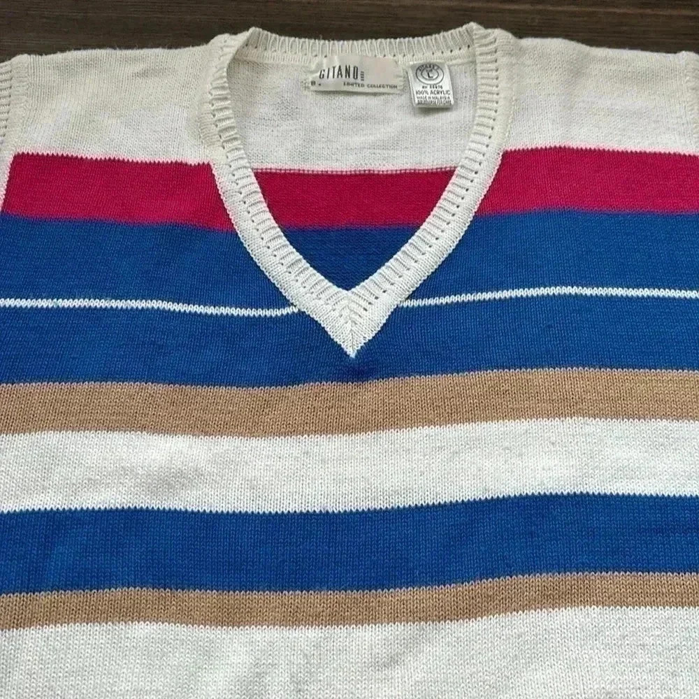 🔥Gitano🔥 | Vintage striped knit sweater vest with pockets - Picture 3 of 7